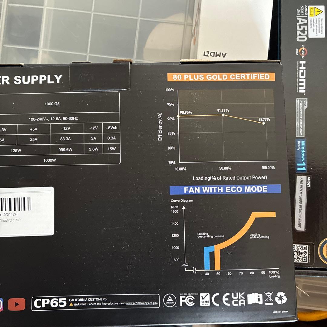 VETROO 1000W 電源ユニット 80 PLUS GOLD
