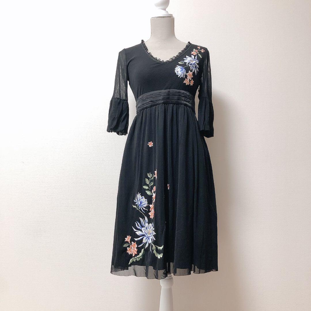 ヴィヴィアンタム★VIVIENNE TAM★パワーネット★ワンピース★花刺繍★0