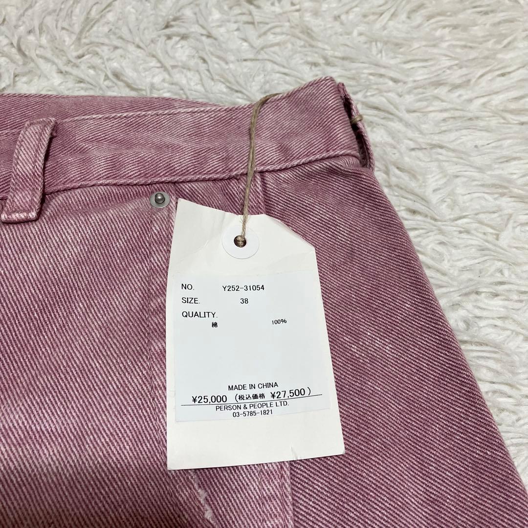 新品　YENN　イエン　ニータックデニムパンツ　ピンク　３８