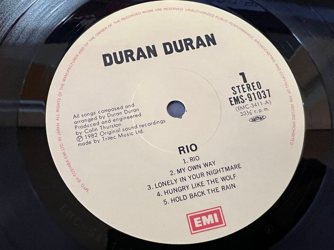 1982年 帯付 Duran Duran Rio EMS-91037 LP洋楽