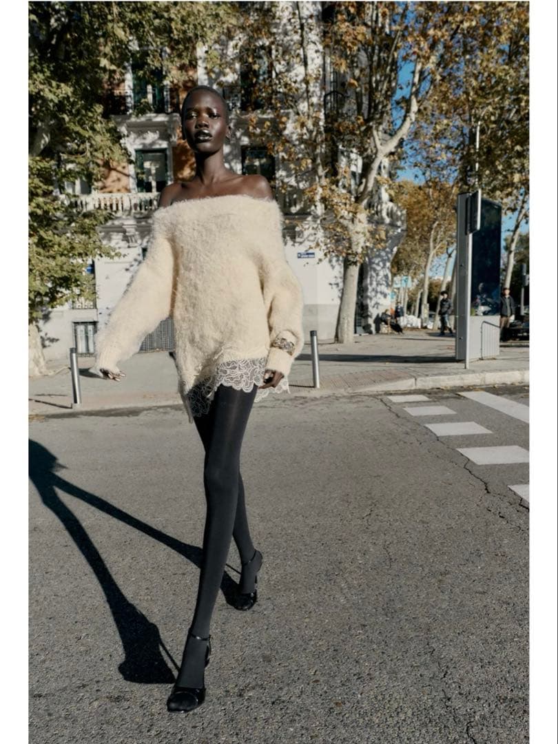 完売品⭐︎ZARA レースコンビニットセーター M エクリュ