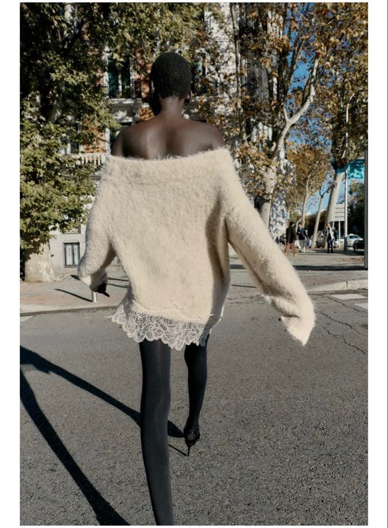 完売品⭐︎ZARA レースコンビニットセーター M エクリュ