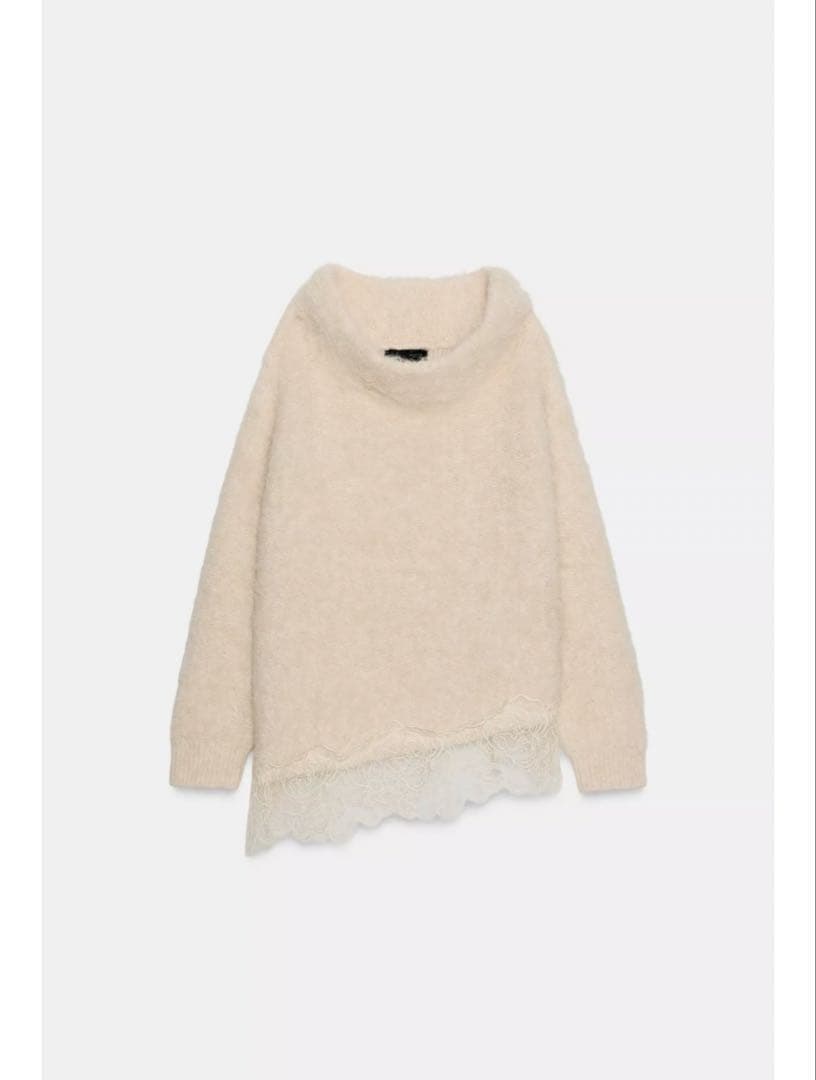 完売品⭐︎ZARA レースコンビニットセーター M エクリュ