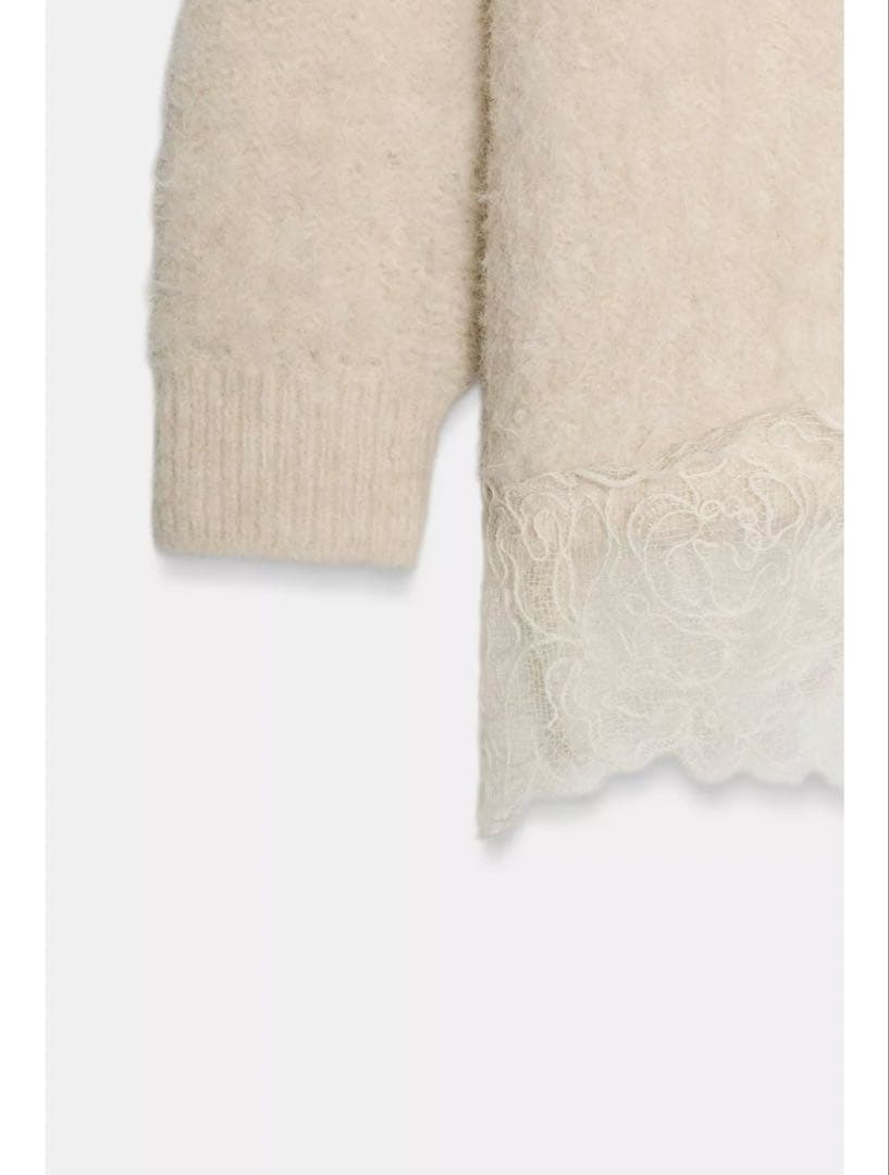 完売品⭐︎ZARA レースコンビニットセーター M エクリュ