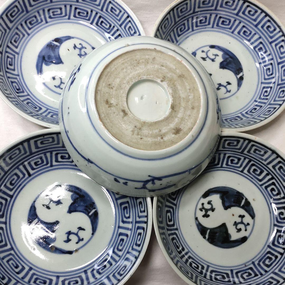 古伊万里焼 染付け 膾皿 なます皿 明治期骨董 古美術品 旧家蔵出し 送料込