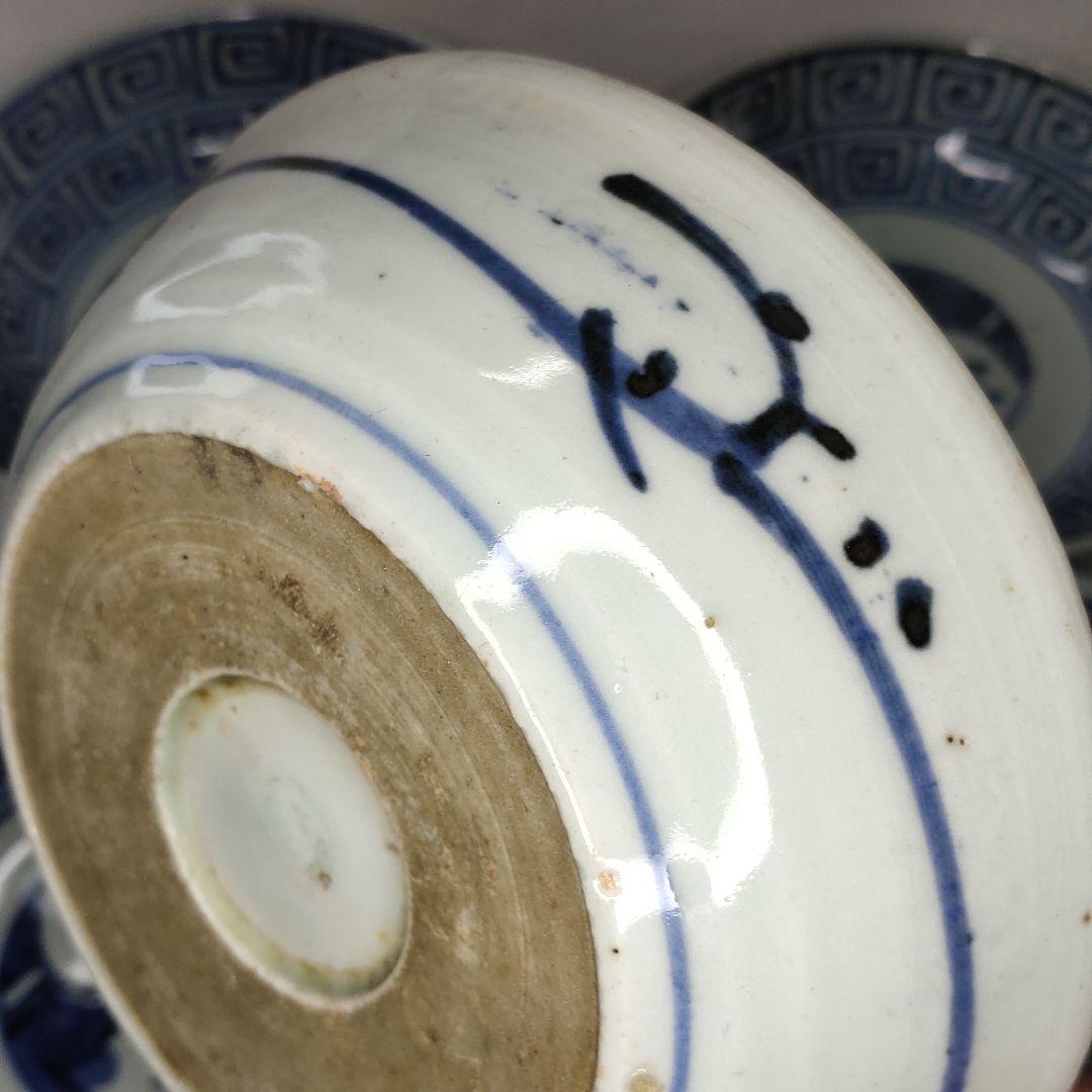 古伊万里焼 染付け 膾皿 なます皿 明治期骨董 古美術品 旧家蔵出し 送料込