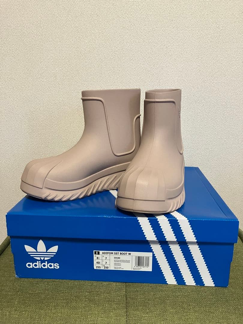 ADIDAS アディダス　ブーツ　長靴　レインブーツ　ベージュ 7 25.5