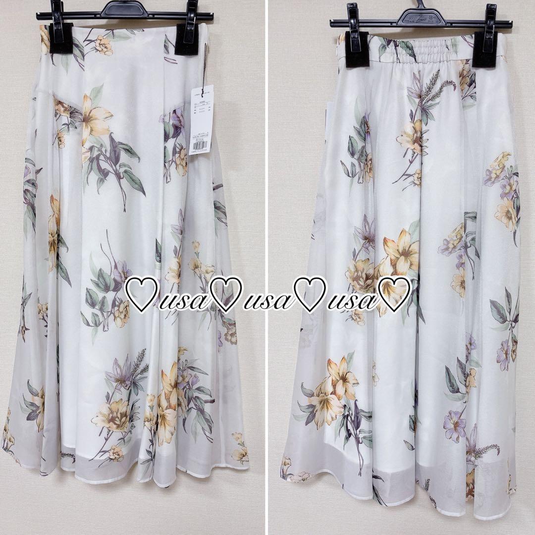 ♡新品♡JUSGLITTY♡シアーフラワープリントスカート