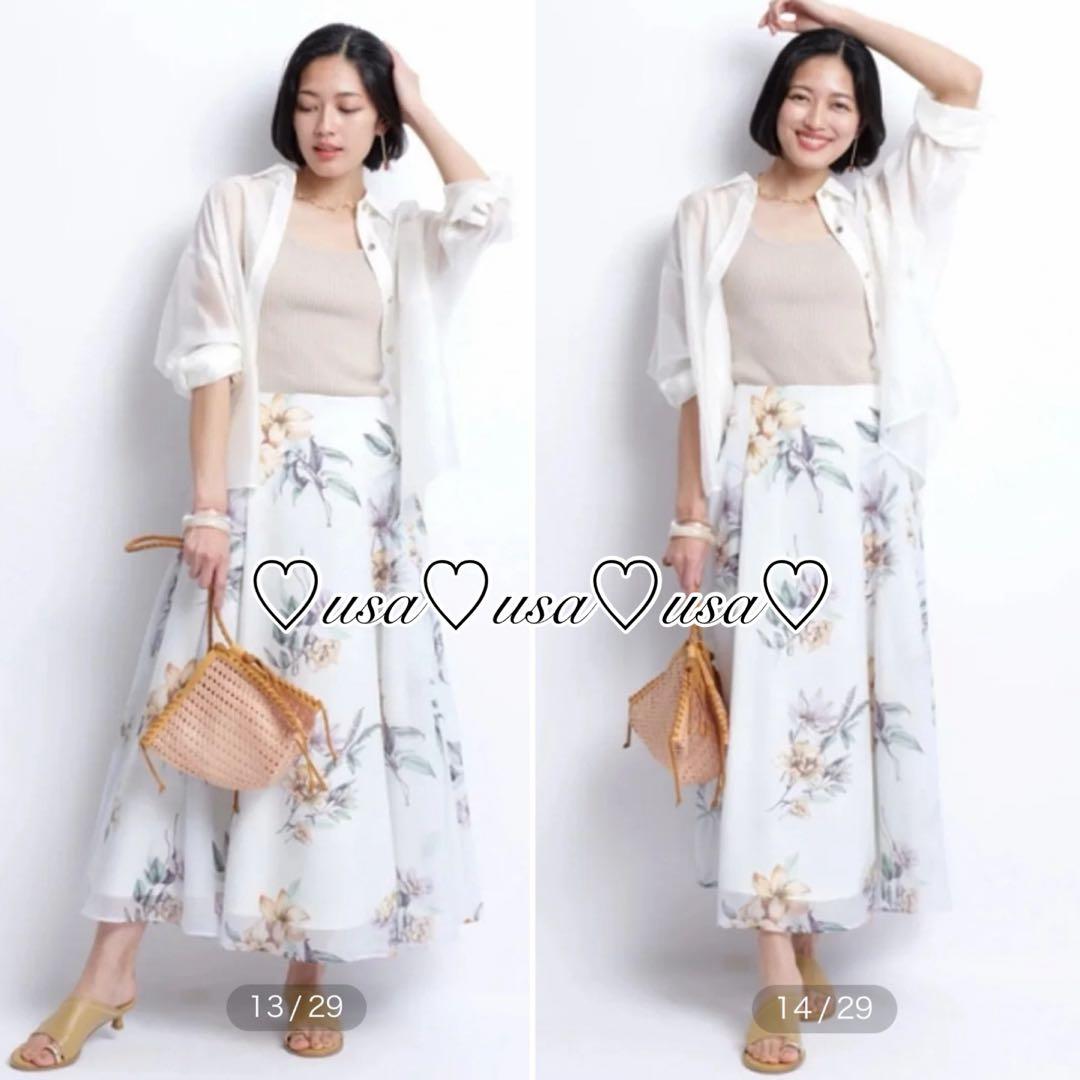♡新品♡JUSGLITTY♡シアーフラワープリントスカート