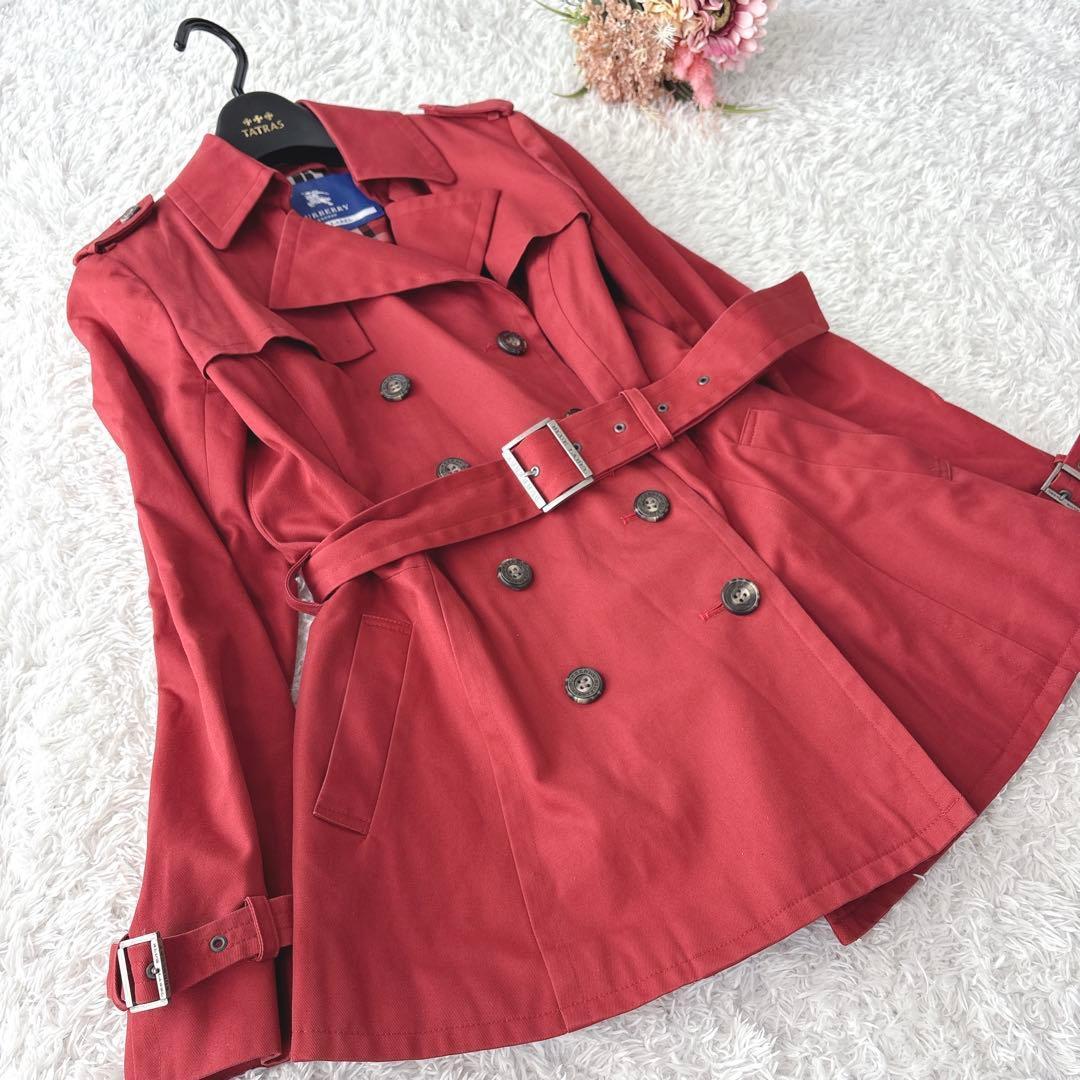 BURBERRY BLUE LABEL トレンチコート ノバチェック ベルト 赤