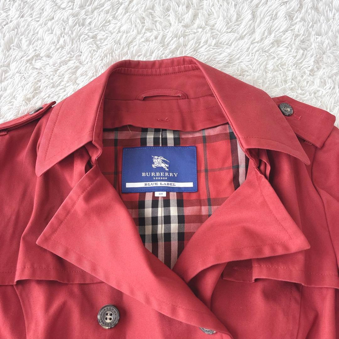 BURBERRY BLUE LABEL トレンチコート ノバチェック ベルト 赤
