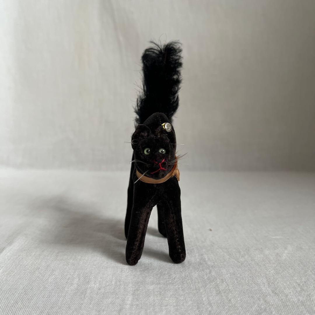 【本日のみ価格】アンティーク　シュタイフ　トムキャット　黒ねこ