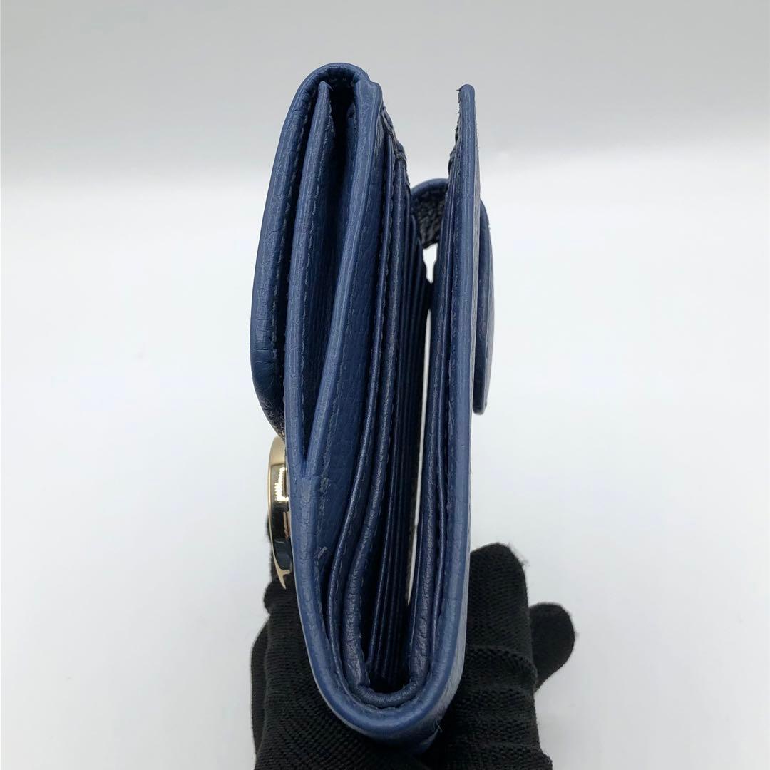 グッチ 二つ折り財布 レザー インターロッキングG ネイビー 615525
