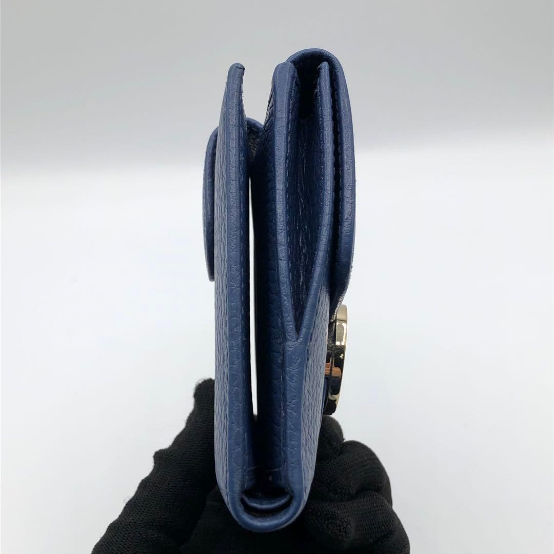 グッチ 二つ折り財布 レザー インターロッキングG ネイビー 615525