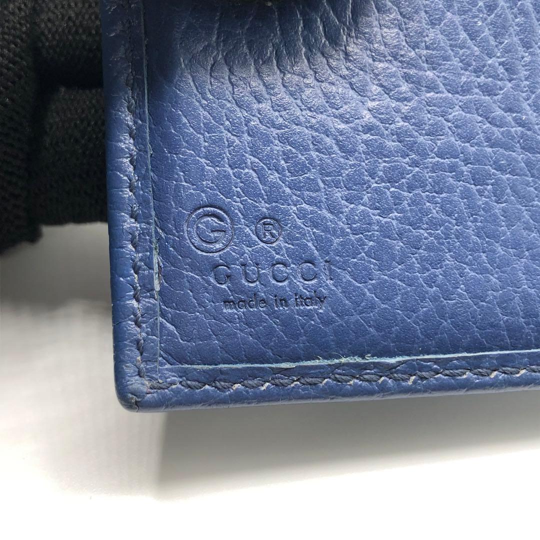 グッチ 二つ折り財布 レザー インターロッキングG ネイビー 615525