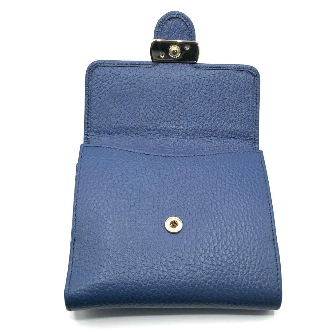 グッチ 二つ折り財布 レザー インターロッキングG ネイビー 615525