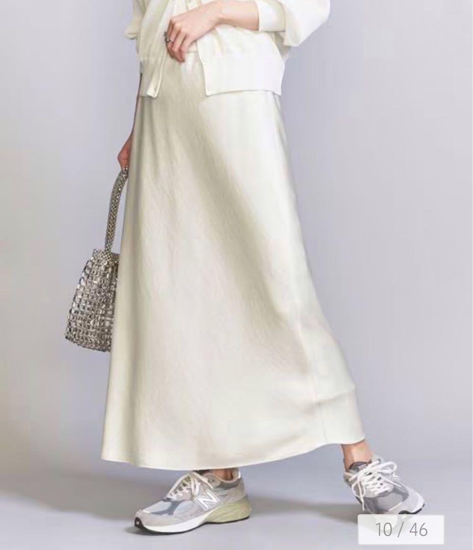 ほぼ新品＊BEAUTY&YOUTH UNITED ARROWSサテンスカート白L