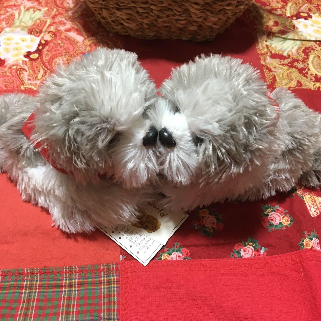 ぬいぐるみ犬　モフモフ　子犬　クタクタ　犬　シーズー　犬　わんちゃんペア　レトロ
