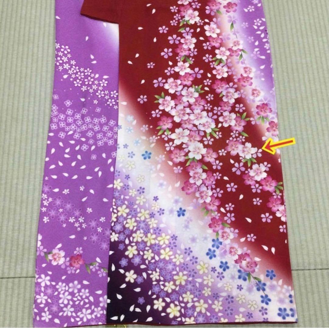 ★少々難あり★正絹 振袖 仕立て上がり リメイク-w