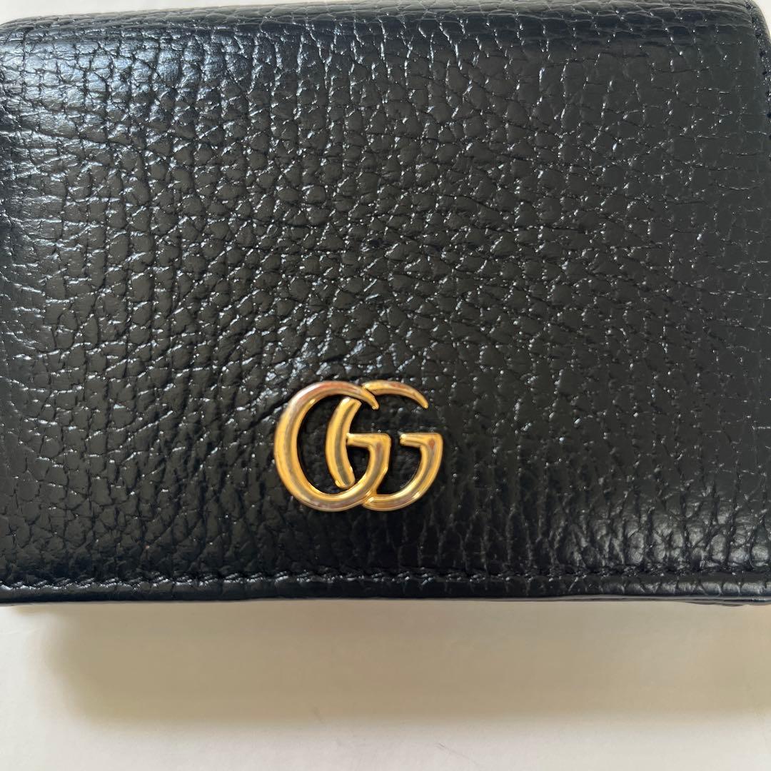 s*w様 GUCCI グッチ　二つ折り財布　456126 GGマーモント　ブラッ