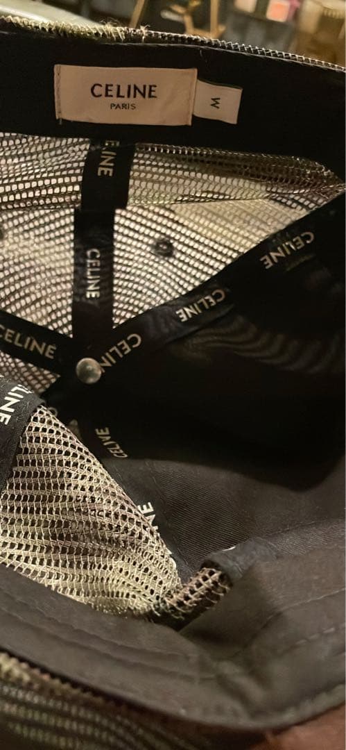 バンチャーCELINE セリーヌロゴマーク迷彩 カーキキャップ