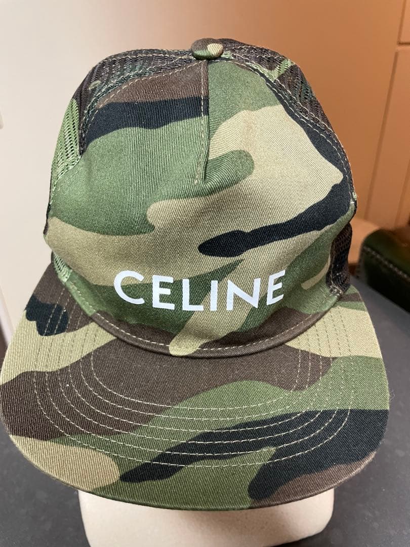 バンチャーCELINE セリーヌロゴマーク迷彩 カーキキャップ