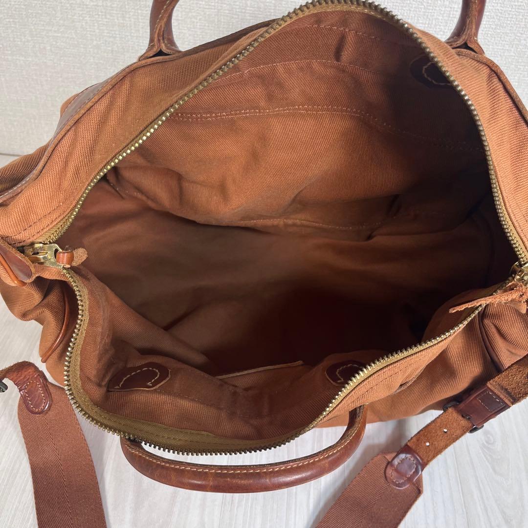 【美品】RRL　ボストン バッグ　2WAY ショルダー　レザー&コットン　大容量