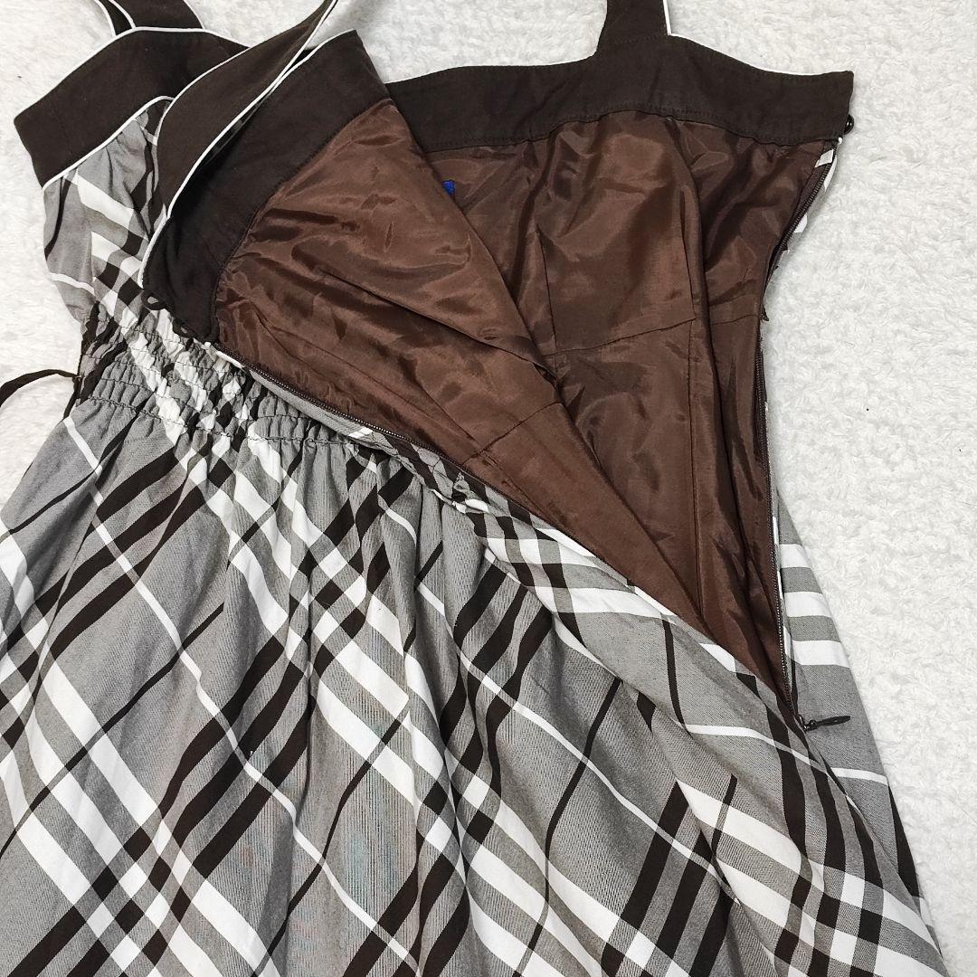 BURBERRYブルーレーベル チェックワンピ 38　ブラウン