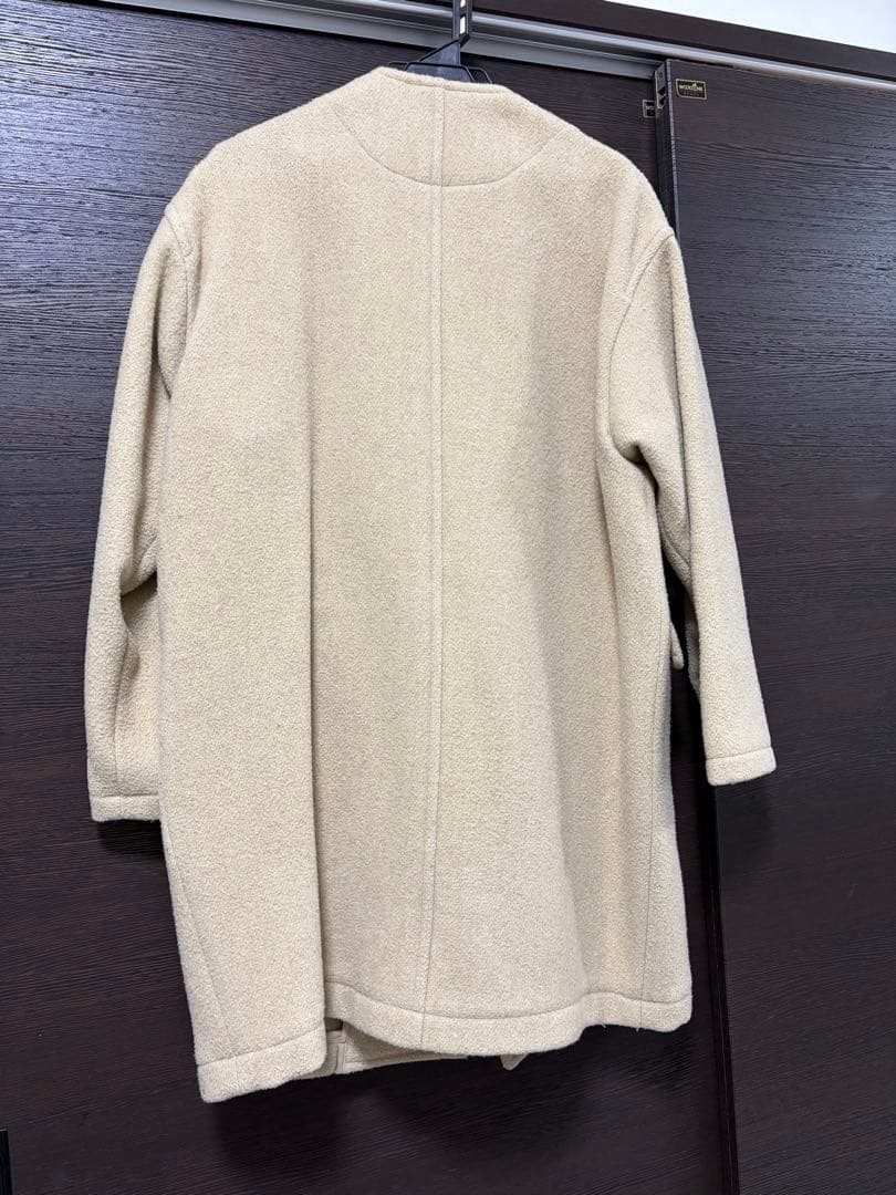 DANTON ノーカラーウールコート36 ベージュ　クリーニング済