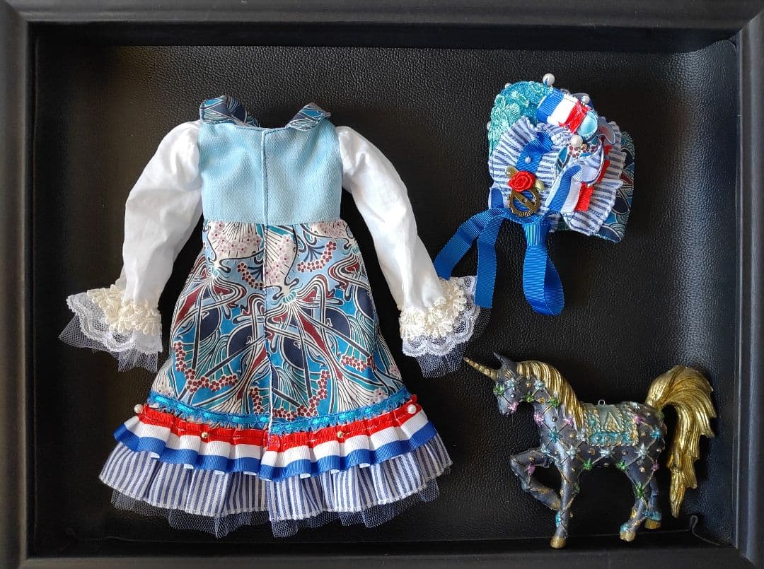 SDM//40cmドール//ワンピース-青系-★バッスルスカート//ハンドメイド