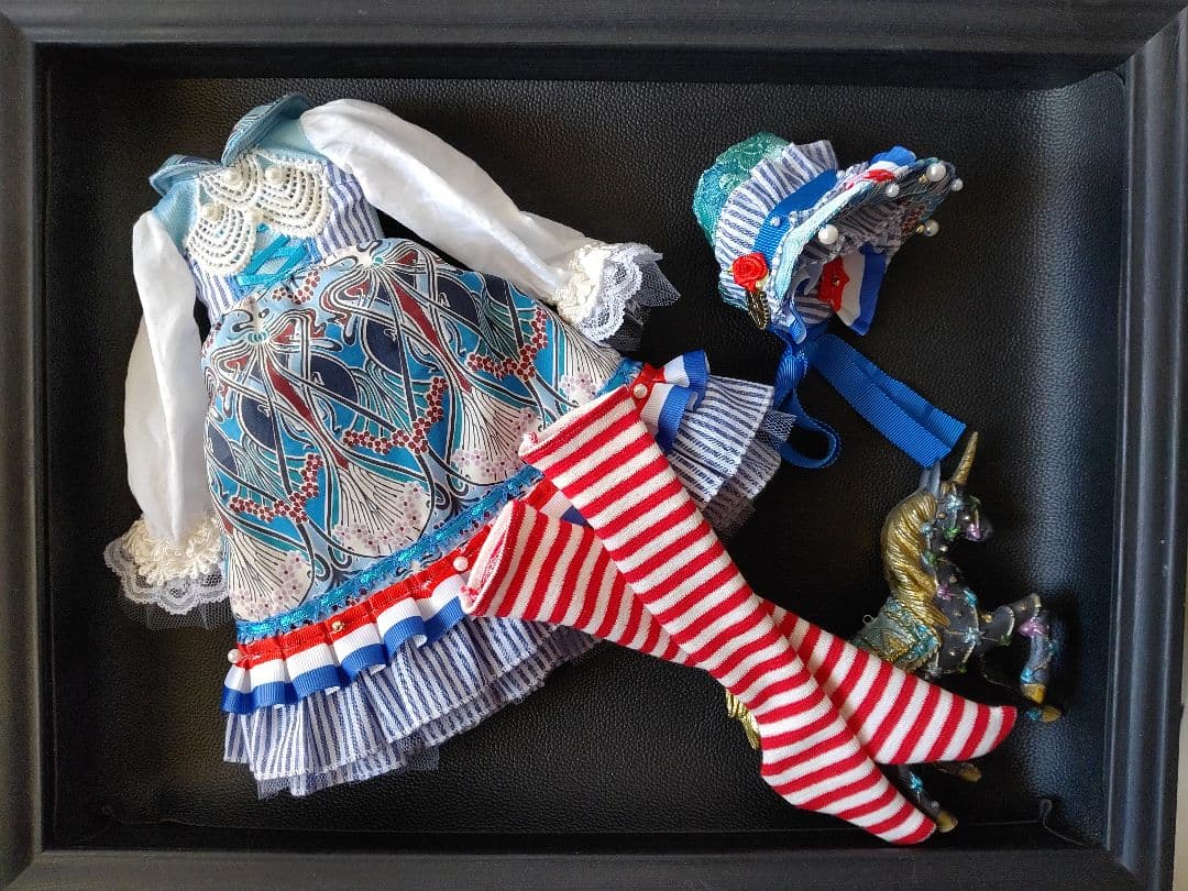 SDM//40cmドール//ワンピース-青系-★バッスルスカート//ハンドメイド
