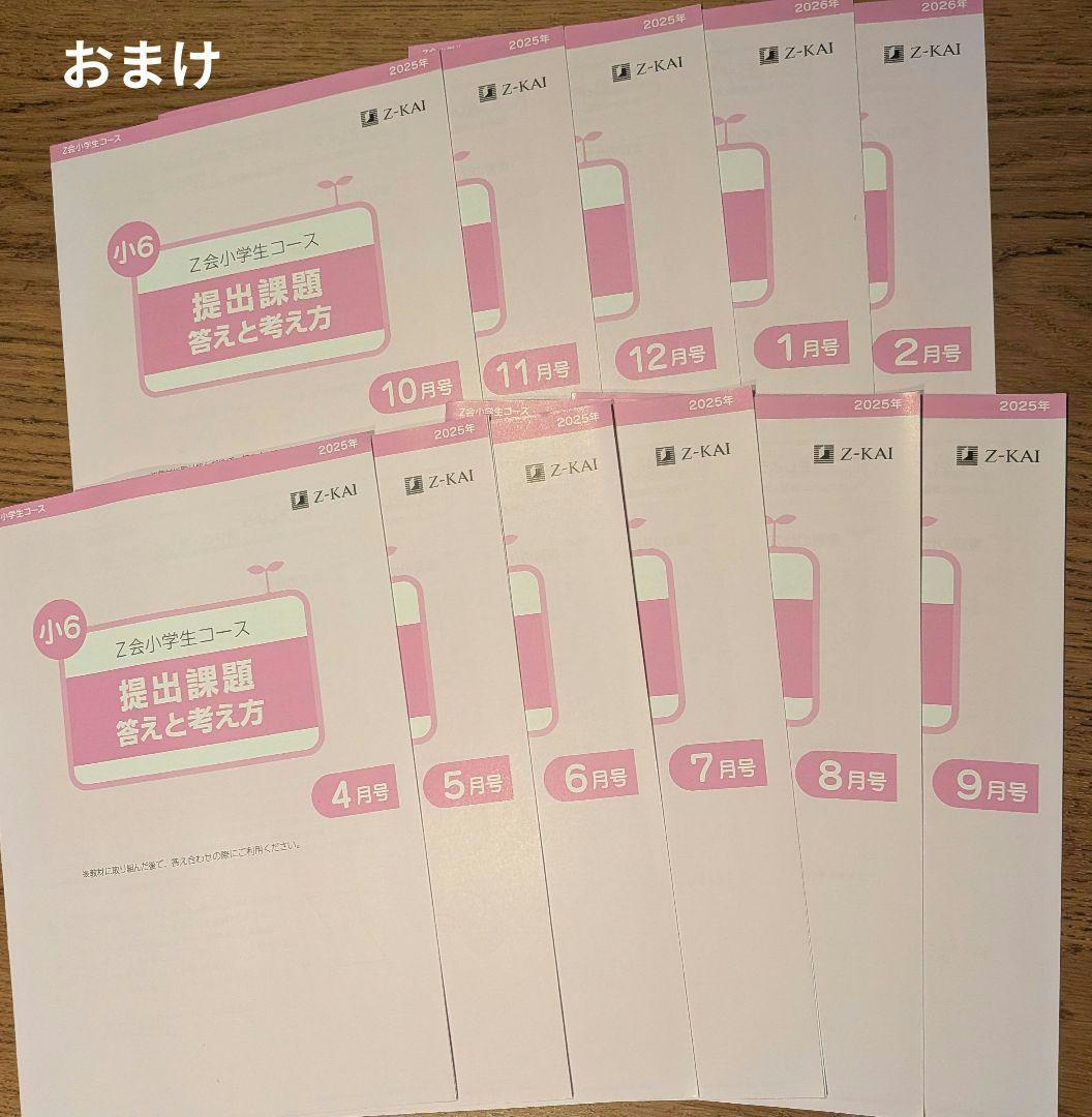 Z会　小６　算数＆国語 2025年4月-2026年2月 最新版　1年分