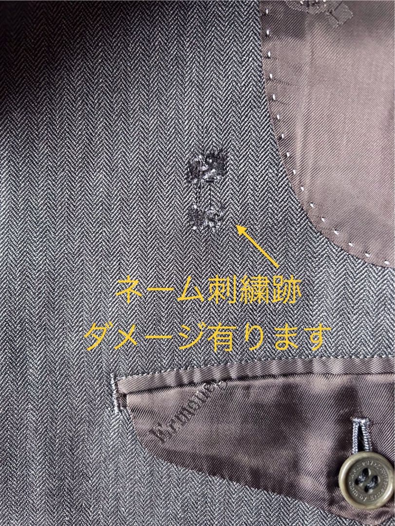 Ermenegildo Zegnaマオカラースーツ　グレー　ヘリンボーン　XL