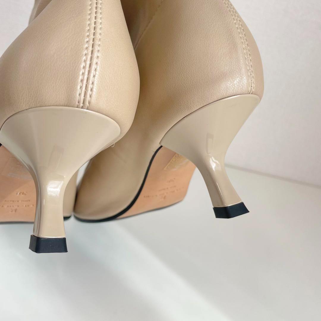 【新品未使用】FABIO RUSCONI ストレッチ ブーツ レザー ベージュ