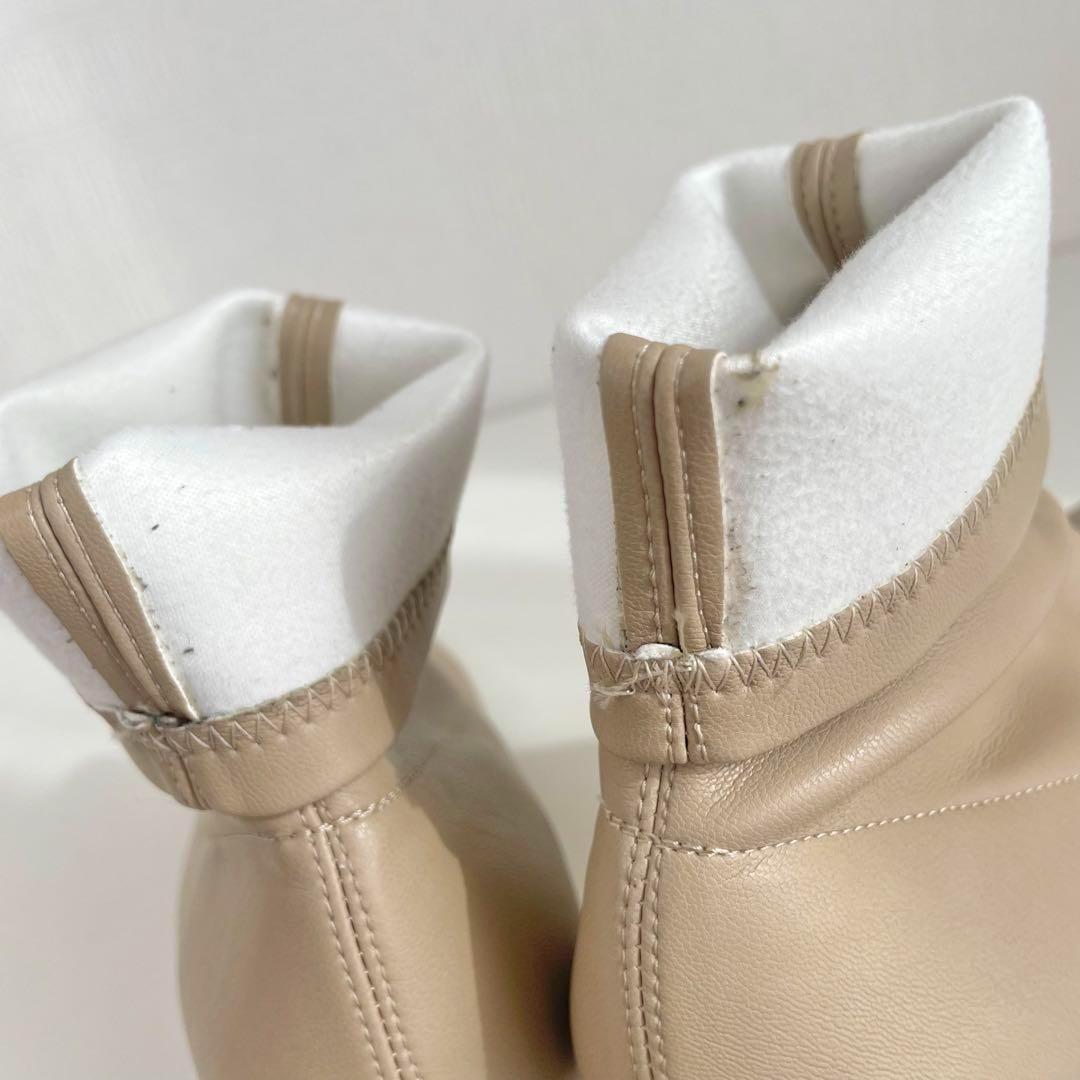 【新品未使用】FABIO RUSCONI ストレッチ ブーツ レザー ベージュ