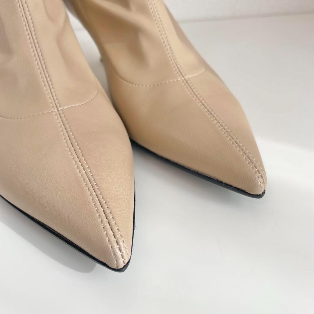 【新品未使用】FABIO RUSCONI ストレッチ ブーツ レザー ベージュ
