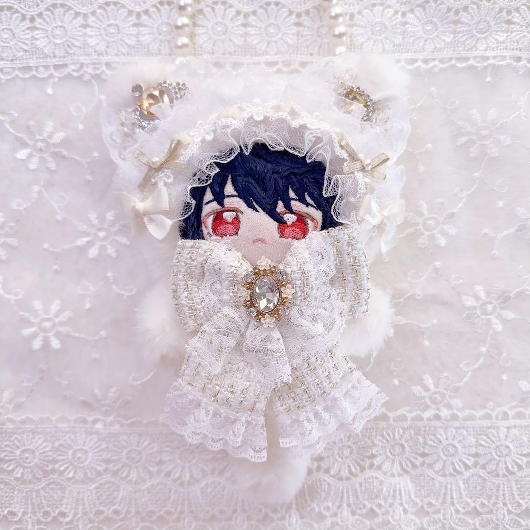 ツイードシリーズ　いつぬい　ちびぐるみ ぬい服　ねこ　白　クリーム　あんスタ