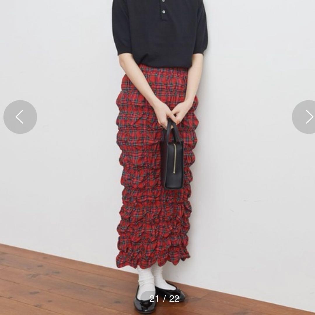 【新品タグ付き】fig L London uneven skirt 赤色