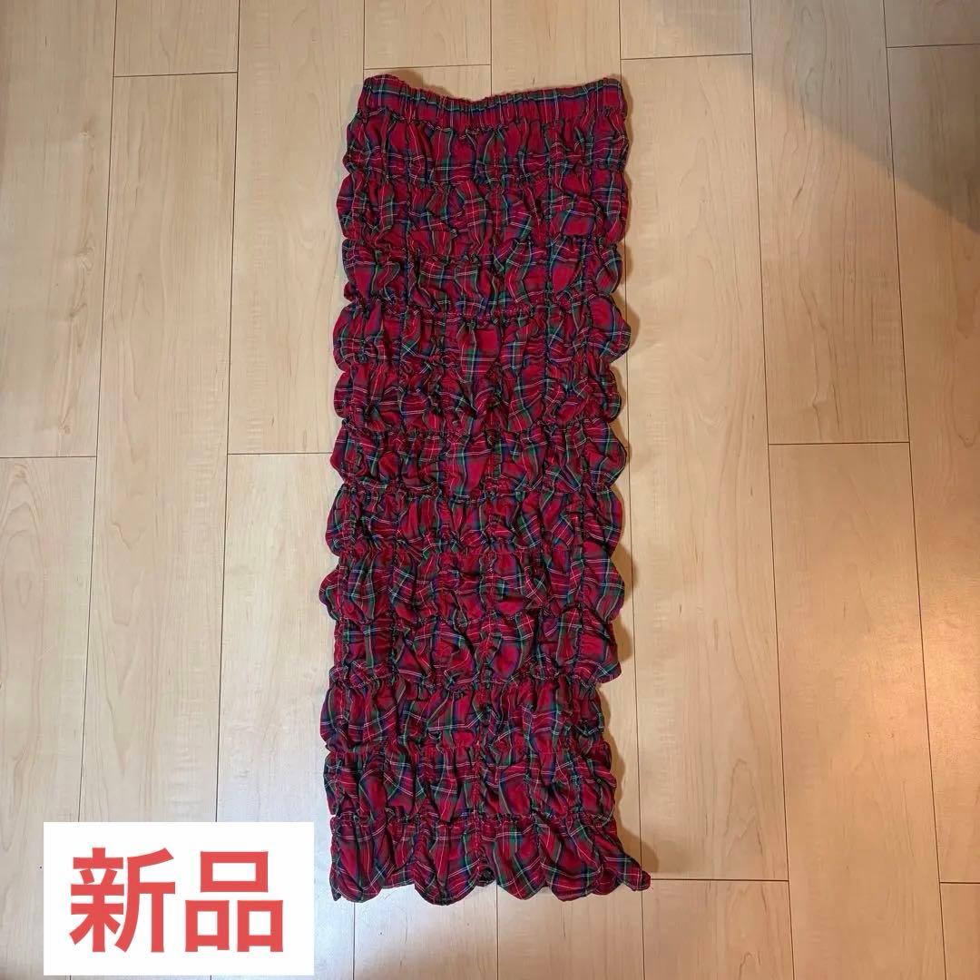 【新品タグ付き】fig L London uneven skirt 赤色