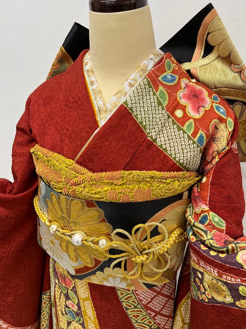 振り袖　フルセット　金彩　暈し　金通し　辻ヶ花　成人式　疋田柄　高級袋帯　807