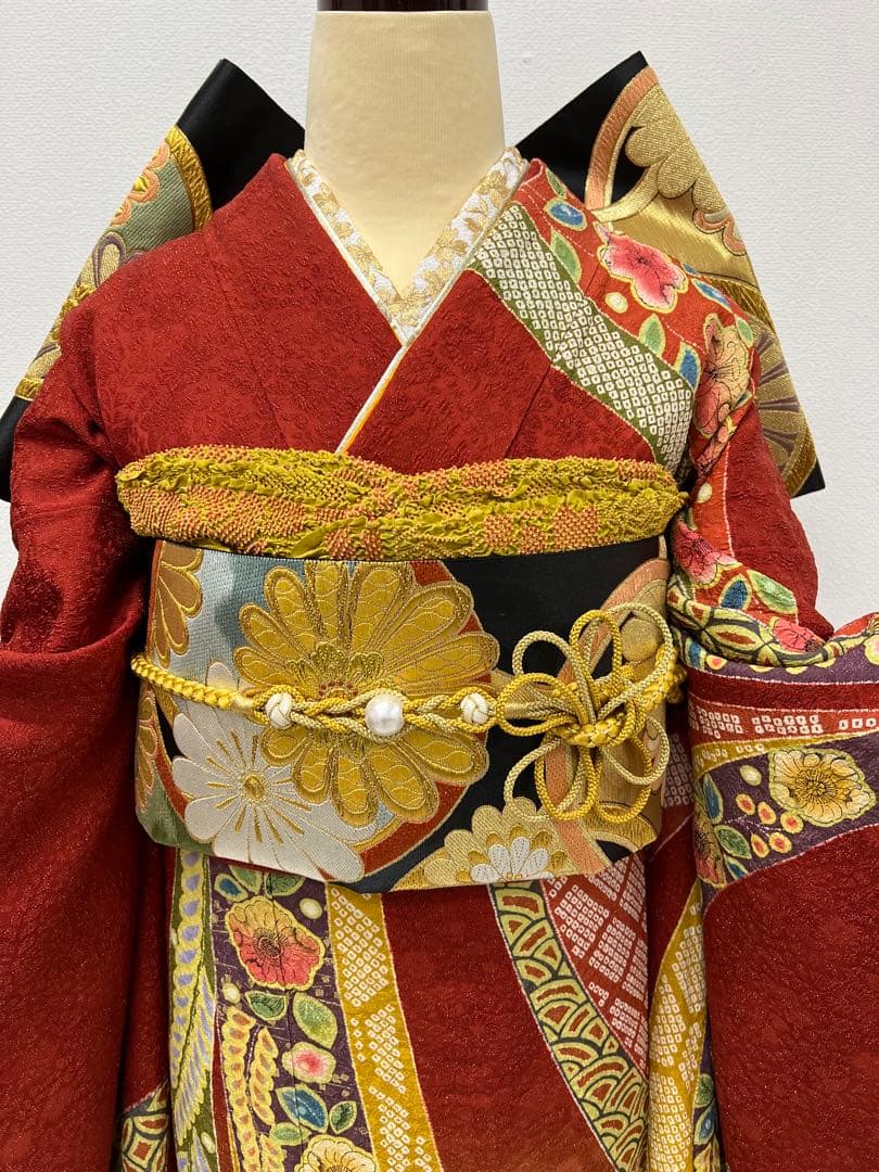 振り袖　フルセット　金彩　暈し　金通し　辻ヶ花　成人式　疋田柄　高級袋帯　807
