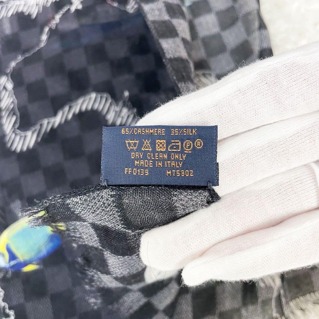 鑑定済極美品ルイヴィトン 19AWエトール・ダミエグラフィット・マップ ストール