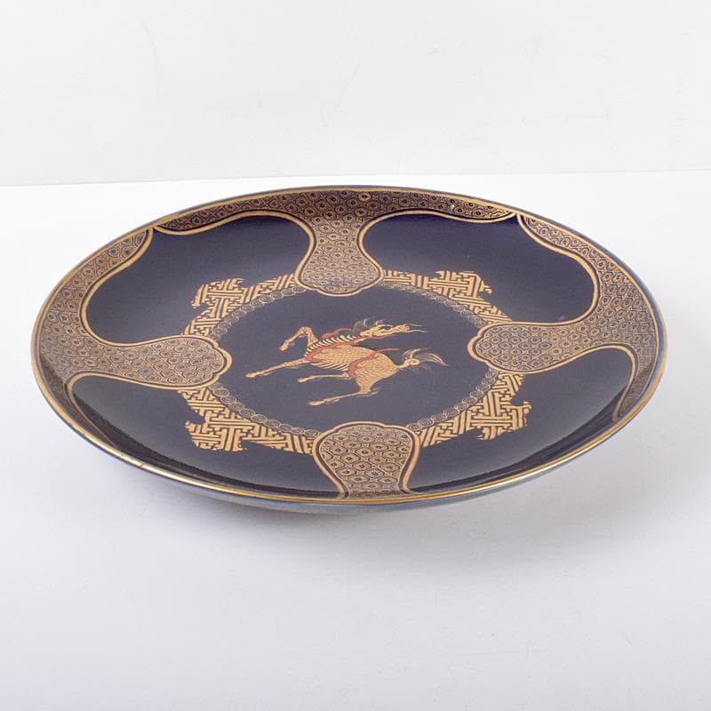 伊万里焼　古伊万里　瑠璃金彩　麒麟文　飾皿　直径約35cm　C　R4103C
