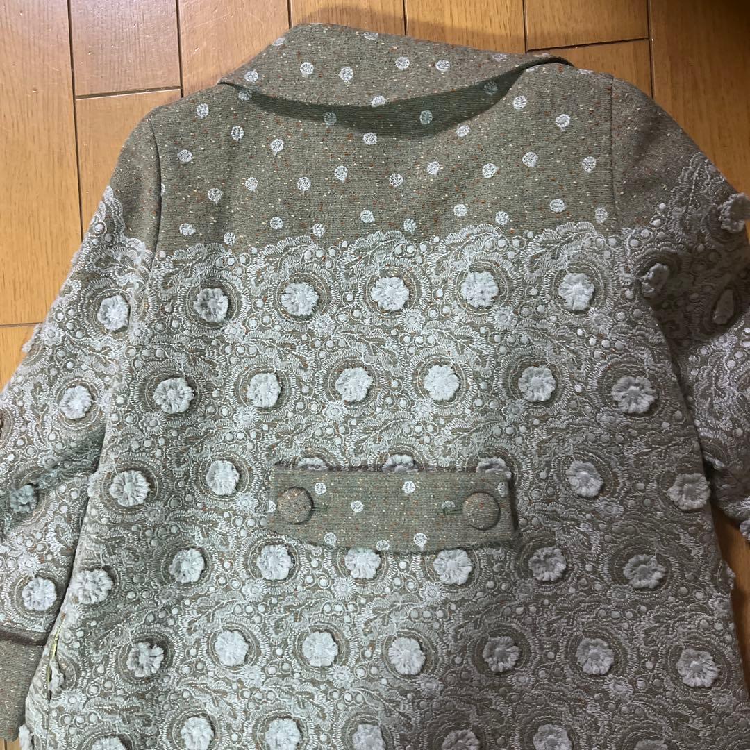 ミヤコMIYACO素敵な刺繍入りツイードロングコート 新品
