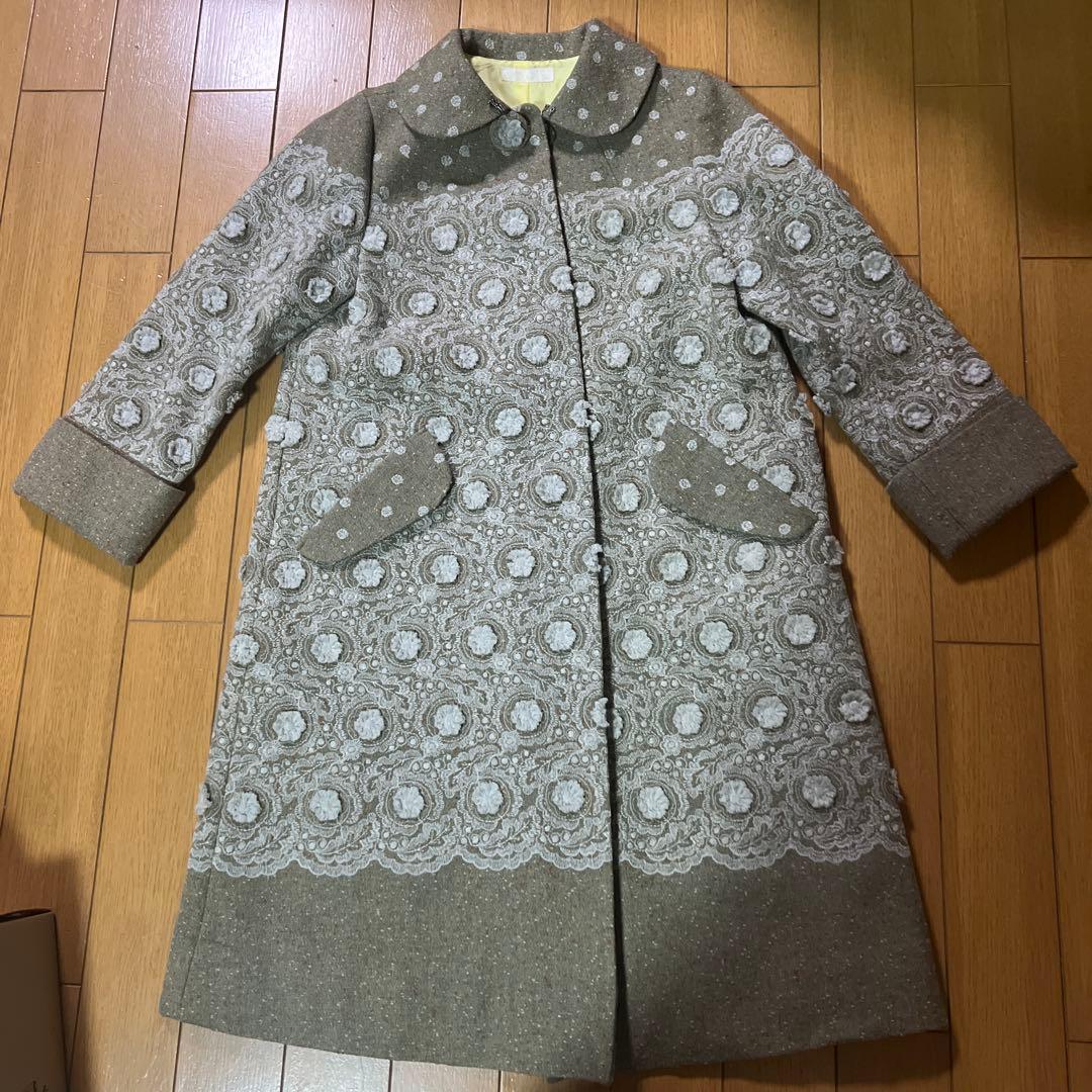 ミヤコMIYACO素敵な刺繍入りツイードロングコート 新品