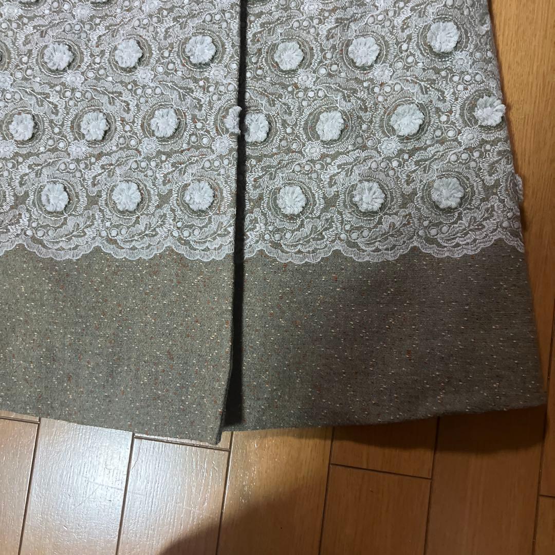 ミヤコMIYACO素敵な刺繍入りツイードロングコート 新品