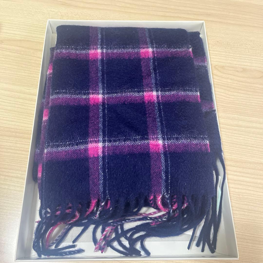 MACKINTOSH PHILOSOPHY ネイビーとピンクのチェックマフラー