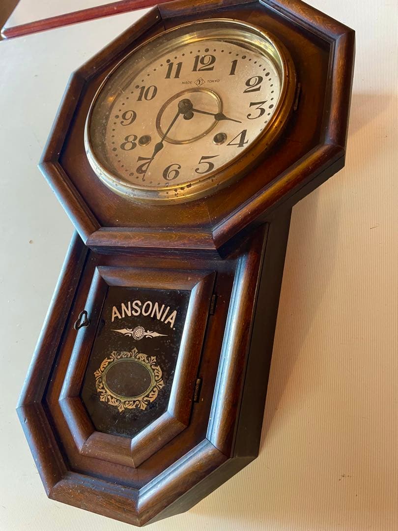 アメリカ アンソニア製 ANSONIA 八角掛時計 振り子時計　★ジャンク品