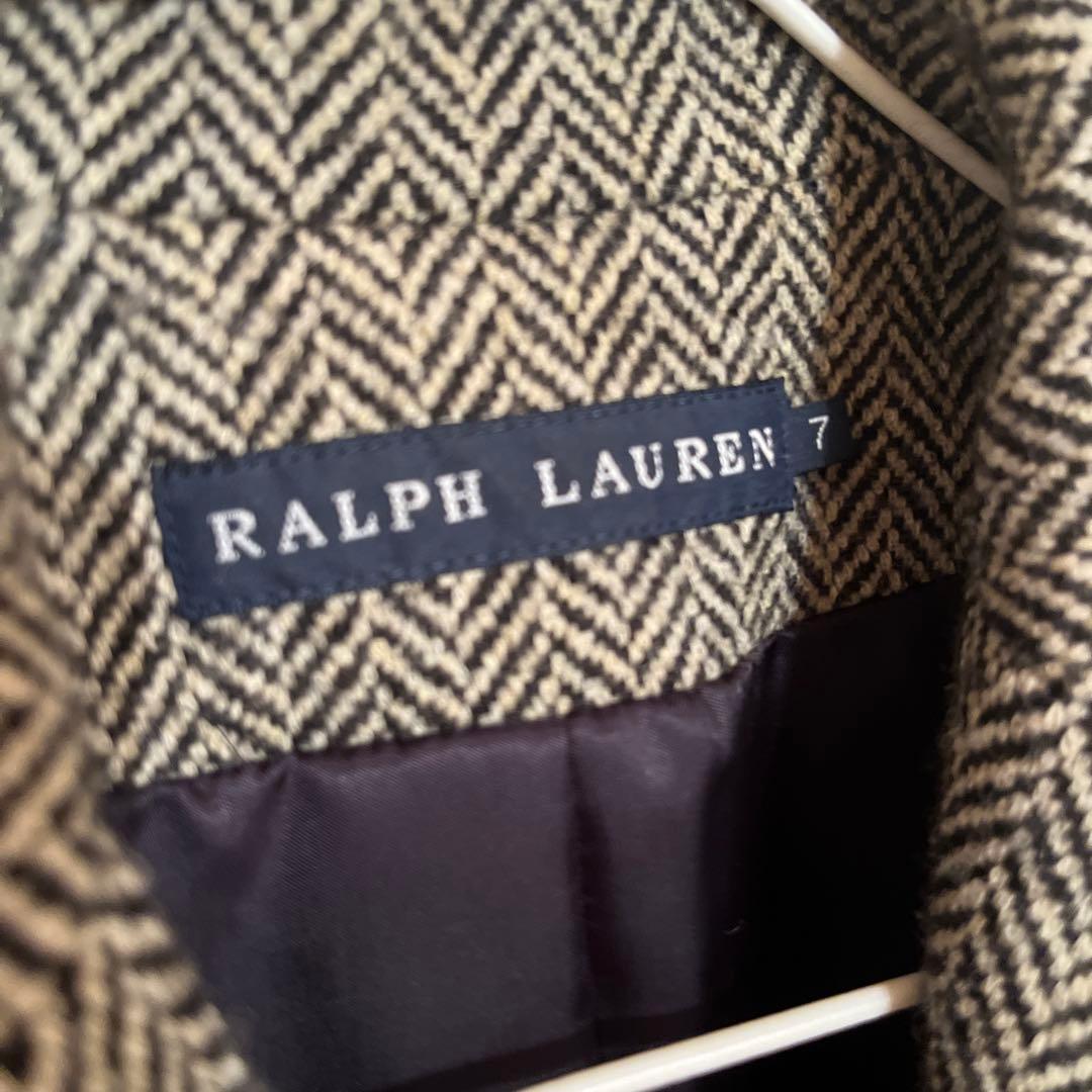 【Ralph Lauren】テーラードジャケット 7号 ウール ヘリンボーン柄