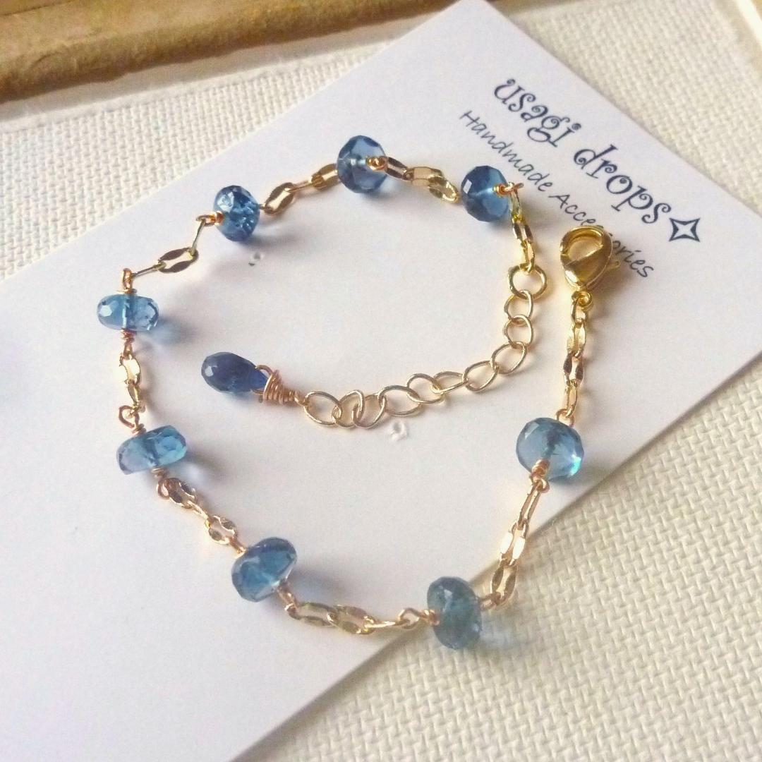 14kgf/天然石ロンドンブルートパーズのブレスレット★ハンドメイド★